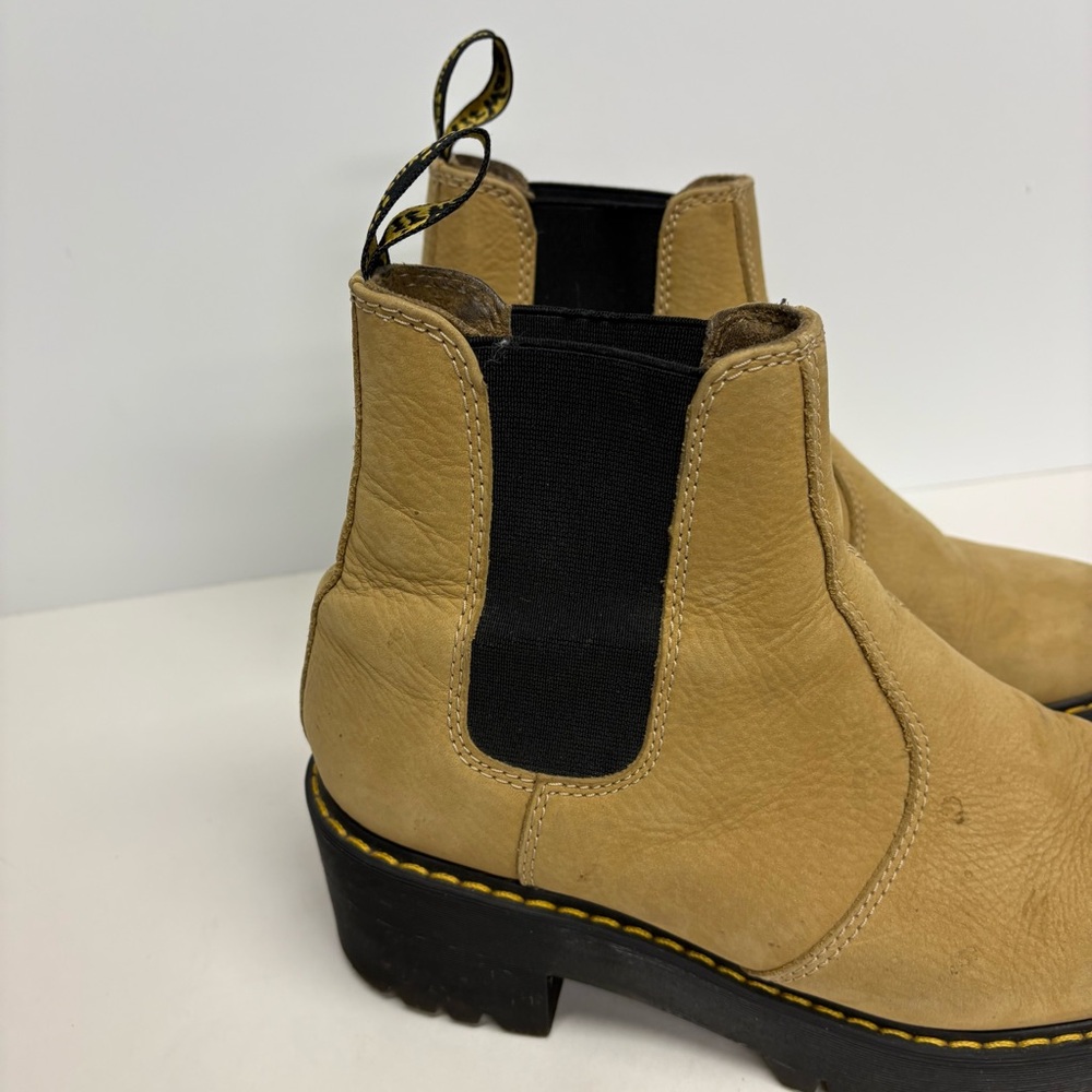 Dr Martens  Rometty Nubuck Leather Platform Chelsea Sand Boots Size 10 - Picture 3 of 11